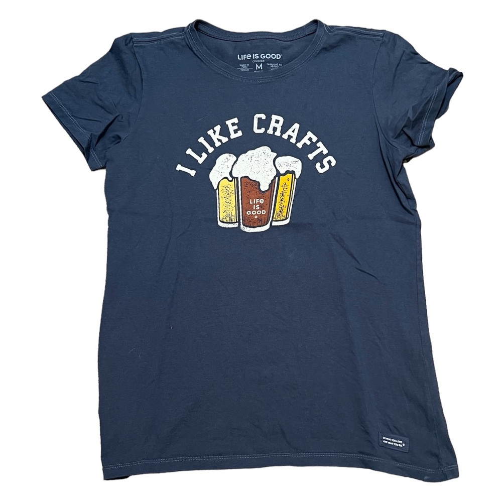 Women’s Life is Good Crusher I Like Crafts T-Shirt slate blue Medium